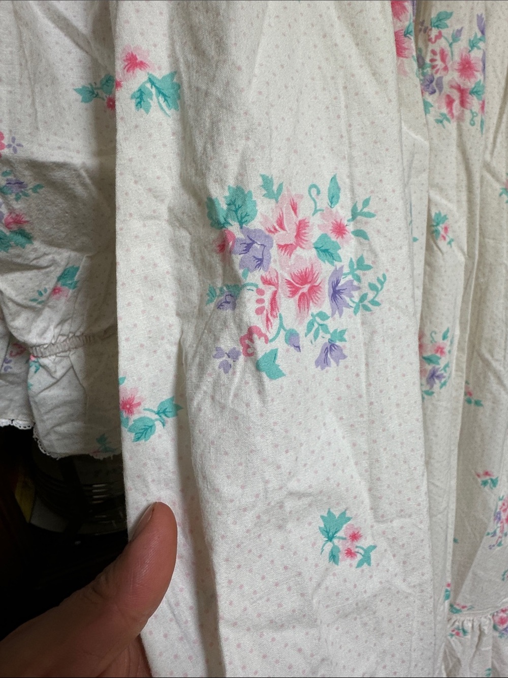 Victoria's Secret Cream Floral Long Sleeve Nightgown with Pink & Blue Flowers - Picture 5 of 7